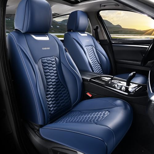 Coverado Car Seat Covers Front Seats, Luxury Leather Seat Covers for Cars, Automotive Car Seat Covers Protector Universal Fit Most Sedans, SUVs, Pick-up Trucks Interior Accessories(Blue) - color: Blue, size: Front
