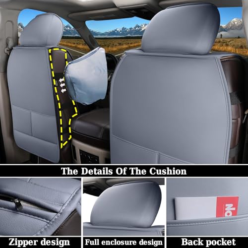 Coverado Seat Covers for Dodge Ram Full Set, Waterproof Truck Car Seat Cover Protectors Custom Fit for 2002-2026 Dodge RAM 1500 2500 3500 with Curved Bench(Gray) - color: Gray (curved back), size: FullSet (Curved Back)