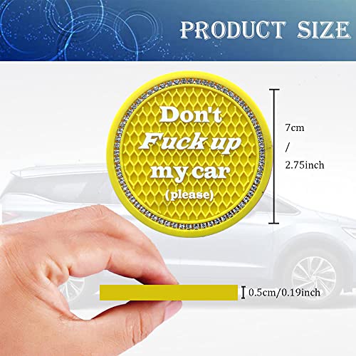 Car Cup Coaster 2 Pack, Universal Cup Holder Inserts, Bling Car Accessories Interior (Yellow, 2PC) - color: Yellow-2pc