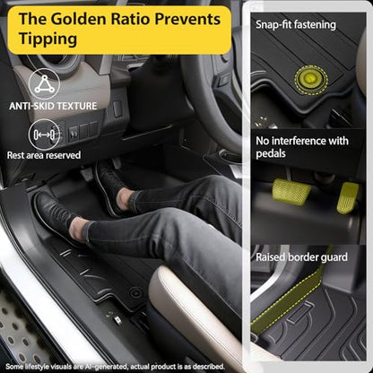 Floor Mats for Toyota RAV4 2013-2018, All Weather TPE Floor Liners Custom Fit Waterproof Non Slip Car Mats Heavy Duty Interior Accessories - size: 13-18 Single Layer Floor Mats