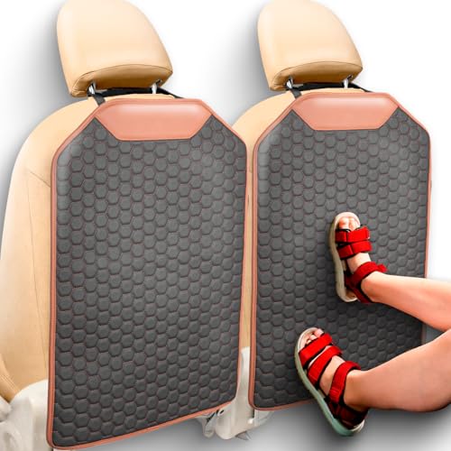 Owleys Kick Mat Back Seat Protector - Car Back Seat Cover for Kids Feet - Waterproof & Sturdy Protector for Upholstery from Dirt, Mud, Scratches and Stain (Hexy 2 pcs) - color: Hexy 2 pcs