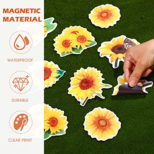 12 Pieces Sunflower Screen Door Magnets Decorative Magnetic Flexible Double Sided Protector Screen Door Hardware Magnets Keep Pets and Your Family Safe Refrigerator Magnets for Screen Sliding Doors