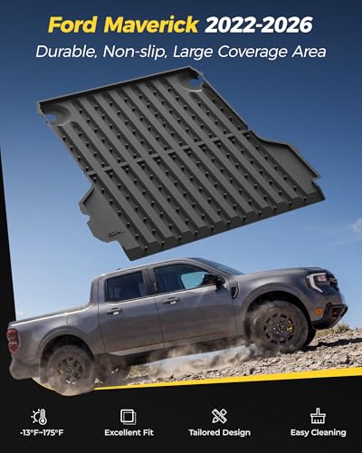 3W Truck Bed Mat Compatible with 2022-2025 2026 Ford Maverick Gas & Hybrid Car Accessories Vehicle Perfectly Flush All Weather Protection TPE Heavy Duty Pickup Car Bed Cargo Mat - size: 1. Ford Maverick |24-25|Truck Bed Mat