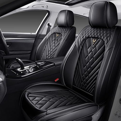 Car Seat Covers Front Seats for Honda CR-V 2000-2026, Waterproof Nappa Leather Car Seat Cover, Full Coverage Car Seat Covers Sets(2 Seats/Black) - color: Black 2 Seats, size: Honda CR-V 2000-2026
