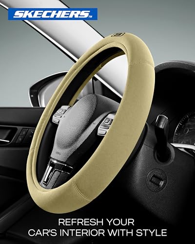 Skechers Steering Wheel Cover, Memory Foam Car Steering Wheel Covers,14.5-15inch Anti-Slip Safety Comfortable Design Universal Men Women Fits for 95% Truck,SUV,Cars(Beige) - color: Beige