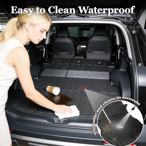 PWY Cargo Mat with Backrest Mat Replacement for Toyota RAV4 2019-2025 (Include Hybrid) All Weather TPE Trunk Cargo Liner with Seat Back Mat, Car Mat Accessories