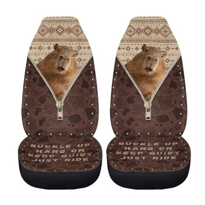 2 Pieces Car Front Seat Covers Aztec Capybara Print Auto Seat Protector for Cars Front Seats High Back Seats Cover for SUV, Universal Fits, Brown - color: Brown - Aztec Capybara