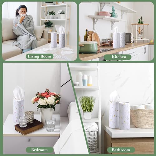 Outus 12 Pcs Floral Car Tissue Holder Cylinders with 3 Ply Facial Tissue Bulk, Portable Paper Dispenser for Cup Holder, Travel Bathroom Table Decor, Tissues Boxes Container for Home Office Party - style: Wildflower