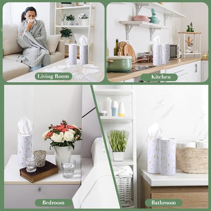 Outus 12 Pcs Floral Car Tissue Holder Cylinders with 3 Ply Facial Tissue Bulk, Portable Paper Dispenser for Cup Holder, Travel Bathroom Table Decor, Tissues Boxes Container for Home Office Party - style: Wildflower