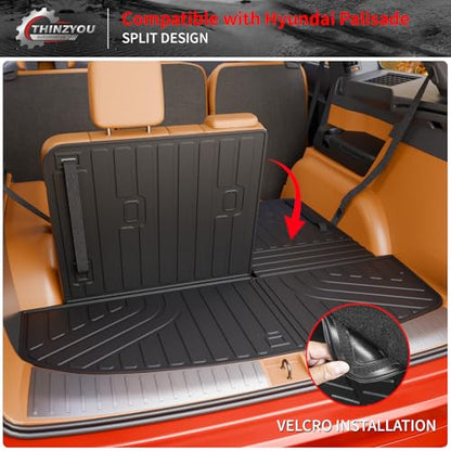 Floor Mats Compatible with 2026 Hyundai Palisade Gas 7 Seats Captain Chairs Cargo Mat Trunk Mat TPE Back Seat Cover Protector Palisade Accessories (Trunk Mat with Backrest Mats+Floor Mats) - style: For Hyundai Palisade 7-Seater | 2026