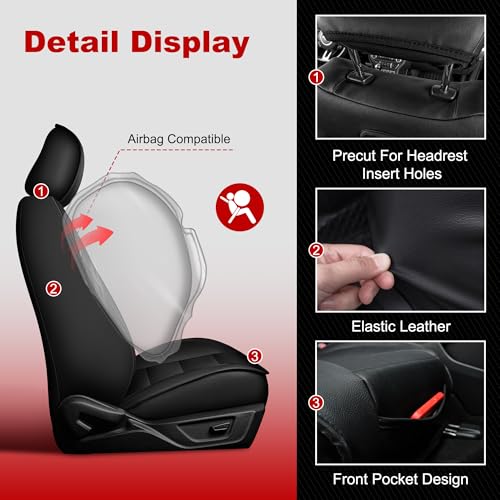 TTX LIGHTING Car Seat Covers for Ford Mustang 2015-2025 Seat Covers Waterproof Full Seat Covers Breathable Faux Leather Custom Fit Car Protector Cushion Ford Mustang Accessories - size: 18.Mustang 2015-2025 Only 2PCS Front