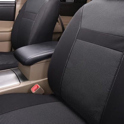 Flying Banner Car Seat Covers Full Set Universal fit Most Car,Truck,SUV and Van Comfortable Airbag Compatible Jacquard & Polyester (Full Set - Low Back, Black Black) - color: Black Black