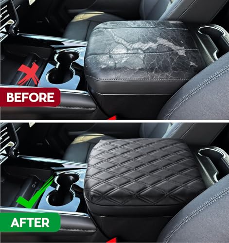 Center Console Armrest Cover for Chevy Chevrolet Silverado/GMC Sierra 2019-2024 2025, Tahoe & Suburban & Yukon 2021-2025, PU Leather Middle Console Cover Protector Pad, Truck Interior Accessories - style: Bucket Seat 2019+