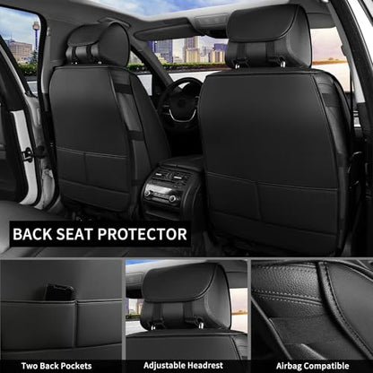 Car Seat Covers 2 PCS Front Seats, Waterproof Napa Leather Automotive Seat Protector for Cars SUV Truck Sedan, Universal Anti-Slip Car Seat Cushion Interior Accessories, Black