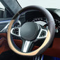 14.5"-15" Car Steering Wheel Cover, Anti-Slip Breathable Microfiber Leather Car Wheel Protector, Universal Auto Interior Heat Resistant UV Protection Accessory for Sedan SUV (Beige-15)