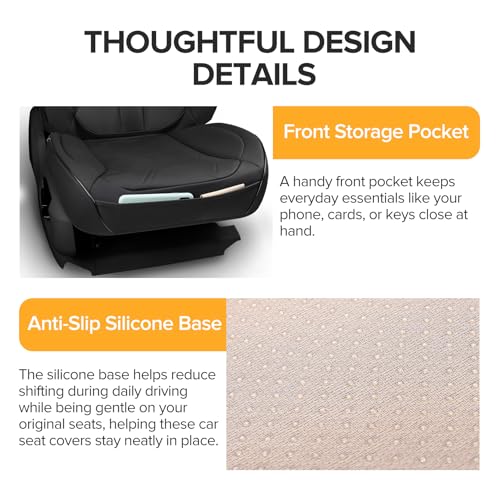 Car Seat Covers Full Set, Black Seat Covers for Car with Lumbar Support, Faux Leather Waterproof Seat Covers 5 Seats, Breathable Automotive Seat Covers Fit for Most Cars SUV Truck