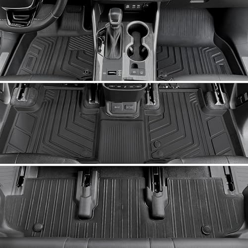 Floor Mats for Toyota Highlander 2020-2026, All Weather Floor Mats Trunk Cargo Liner with Backrest Protectors Accessories, Full Coverage Set (Fit 7 Seats)