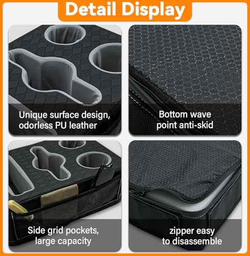 Car Cup Holder, Back Seat Cup Holder for Car, Truck Bed Organizer Boat Couch Bottle Holder Tray Expander Automotive Rear Seat Storage Accessories Pu Leather Fit for Coffee Drink Food - size: 15 X 10X 5.3Inch