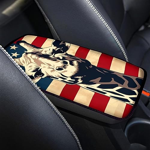 Car Center Console Pad, Universal Waterproof Car Armrest Seat Box Cover, Car Interior Accessories for Most Vehicle SUV Truck Vintage American Flag Griaffe Car Armrest Pad - color: vintage american flag griaffe