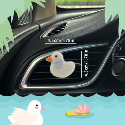 ORIESSE Duck Car Accessories,Wool Felt Car Air Freshener Vent Clips,Refillable Essential Oil Aroma Diffuser,White Duck Decor for Women Teens