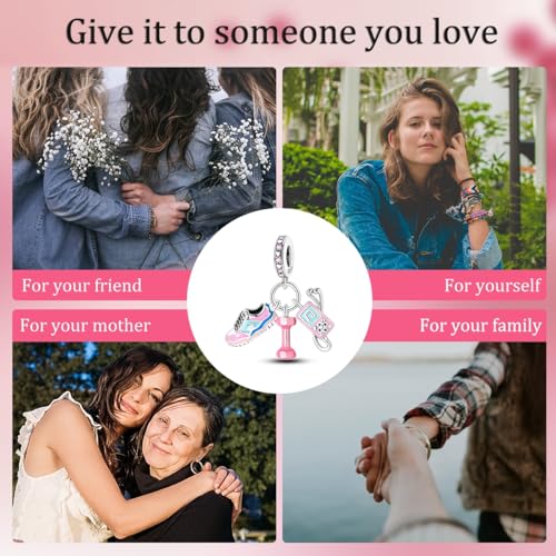 NARMO Charms for Bracelets 925 Sterling Silver Star Dangle Charms Car Keys Lipstick Dangle Charm Beads for Women Bracelets Necklace - color: Sneakers