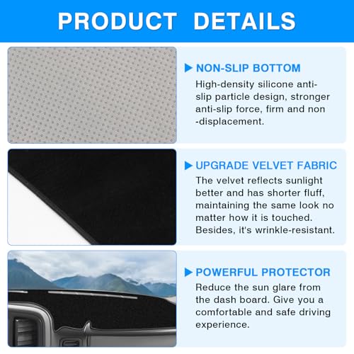Autorder Dashboard Cover Mat for Chevy Chevrolet Silverado/GMC Sierra 1999-2006, GMC Yukon XL/Suburban Tahoe Avalanche 2000-2006 Accessories Upgrade Dash Mat Sunshade Glare UV Rays Protector - size: Black 1999-2006 Chevy Silverado