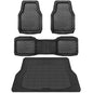 CAR PASS Heavy Duty Rubber Black Car Floor Mats & Cargo Liners, Deep Dish All-Weather Trunk Mats Durable Anti-Slip 3D Rhombus Waterproof Trim to Fit Liner Universal Fit Auto,Sedan,SUV,Truck, Black - color: black with cargo liner