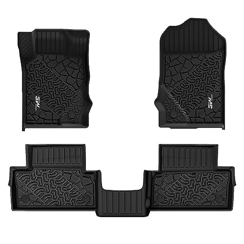 3W Floor Mats Fit for 2021-2025 2026 Ford Bronco 2 Door All Weather TPE Car Accessories Custom Fit Floor Liner 1st and 2nd Row Car Mats, Black (Not for Bronco Sport & Rubberized Floor) - size: 4.Bronco 2Dr 2021-2026 Floor Mats