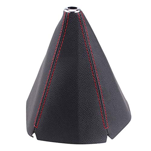 RASTP PU Leather Shift Boot Waterproof Shift Knob Dust Cove Universal for Manual/Auto with Red Stitching,Red