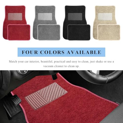 4PCS Car Floor Mats, Waterproof Non-Slip Car Floor Liners with Safety Heel Pad, All-Weather Wear-Resistant Mats Heavy Duty Universal Carpets for Truck SUV Van Sedan (Wine Red) - color: Wine Red