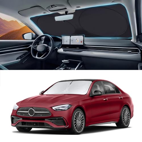 Sunshade Sun Shield for Mercedes-Benz C-Class W205 C250 C300 C400 SLK SLS CLA CLS CL-Class 2008-2023 2024 Window Shade Windshield Cover Sun Visor Protector Car Accessories Block UV Rays Heat