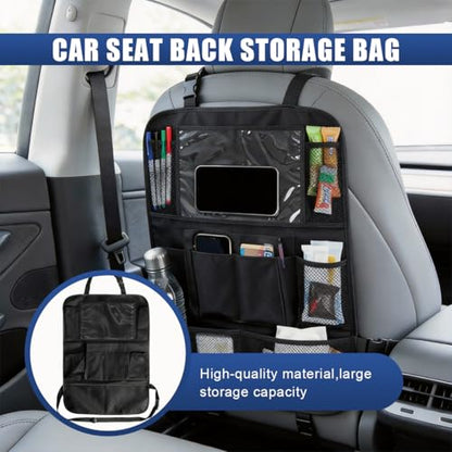 Craedli Car Backseat Organizer, Oxford Cloth Auto Seat Kick Mats with Clear Tablet Holder & 9 Pockets, Waterproof Back Seat Protector, Universal Car Road Trip Storage Essential (2PCS) - size: 2PCS
