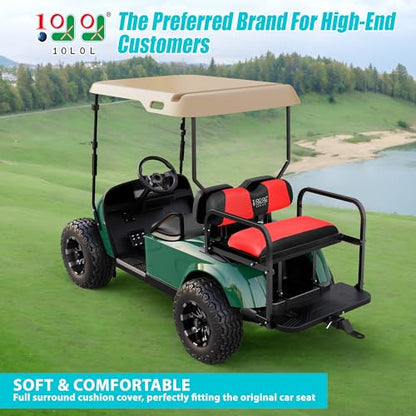 10L0L Golf Cart Seat Covers, Super Comfort Cooler Than Vinyl Seat Cover, Front and Rear Seat Cover for Yamaha EZGO Club Car, No Drilling Breathable Mesh Bench Seat Blanket, Machine Washable - color: Red + Black, style: Rear Seat - Universal for Yamaha EZG
