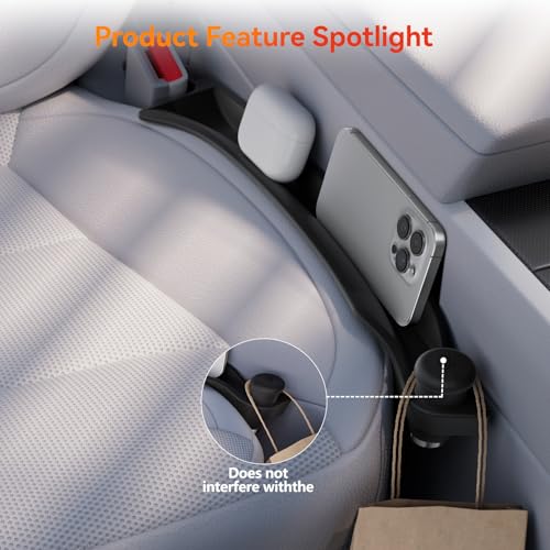 Car Seat Gap Filler with Emergency Window Breaker, Premium Silicone Seat Gap Organizer, Prevents Items from Falling, Universal Fit for All Cars, 2 Pack