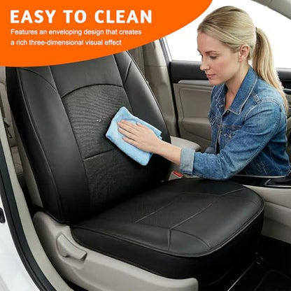 Car Seat Bottom Cover, Scratch Resistant Leather Auto Front Seat Protector with Storage Pocket, Anti-Slip Seats Cushion Covers for Sedans SUVs Trucks, Car Accessories