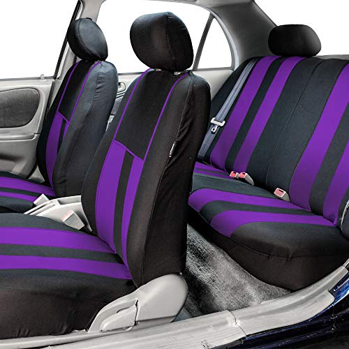 FH Group Three Row 7 Seater Striking Striped Full Set Car Seat Covers, Airbag Compatible & Split Ready – Universal Fit for Cars Trucks & SUVs Purple