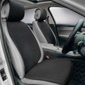 Linen Car Seat Covers Front Seat Covers Breathable Cloth Fabric Car Seat Protector - Universal Fit for Cars, Vans, SUVs, Trucks - 2 Units - Black