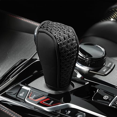 Car Gear Shift Cover, Shift Knob Cover, Leather Automotive Stick Shifting Handle Knobs Protector, Auto Decoration Accessories Anti-Slip Handbrake Shifter Cover for Car SUV Truck - color: Black