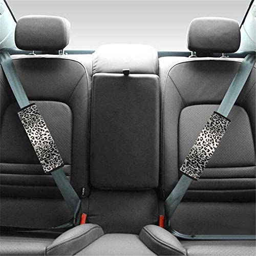 Dreaweet Grey Leopard Print Seat Belt Pads Cover for Adults Kids, Stylish Car Seatbelt Cover 2 pcs, Universal Soft and Safe - color: Leopard-2