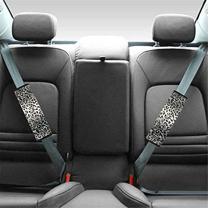 Dreaweet Grey Leopard Print Seat Belt Pads Cover for Adults Kids, Stylish Car Seatbelt Cover 2 pcs, Universal Soft and Safe - color: Leopard-2