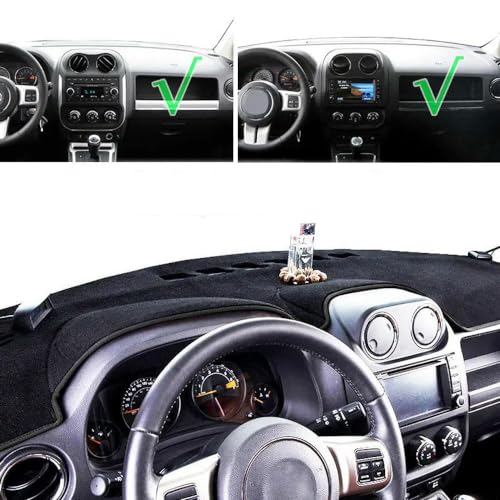 Car Dashboard Cover Anti-Scratch Dash Cover Interior Dash Covers - for Jeep Patriot Compass 2011 2012 2013-2017, Black(Black Edge)