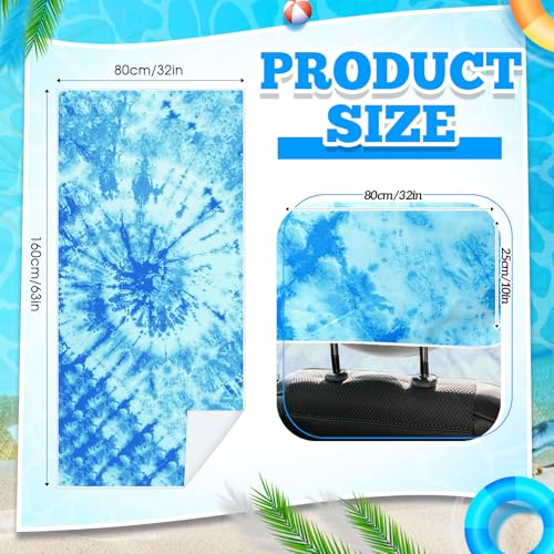 Hahafelt 2 Pack Car Seat Towel Covers with Storage Bag, 63 x 32 Inch Universal Non Slip Waterproof Sweat Protector for Car Truck, Gym Swimming Running, Machine Washable (Blue Tie Dye) - style: Blue Tie Dye