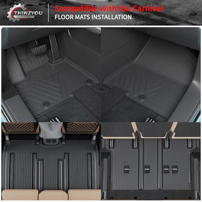 Floor Mats Compatible with 2022-2025 2026 Kia Carnival 8 Seater MPV No Hybrid&Prestige Trunk Liner Cargo Liner Cargo Mat 2024 Carnival Accessories (Floor Mats+Trunk Mat+Backrest Mats) - style: For Kia Carnival 8-Seater | 2022-2026