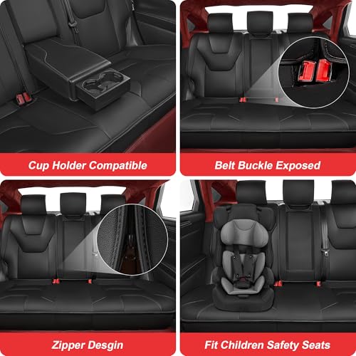 TTX LIGHTING Custom Fit Seat Covers for Ford Fusion 2013-2020 Full Set 5 Seats Premium Waterproof Faux Leather Airbag Compatible Black, Ford Fusion Seat Protector - size: 16.Fusion 2013-2020 5 Seat Full Set
