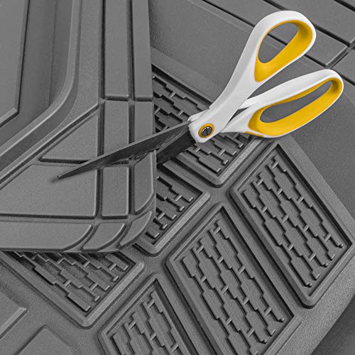 Cat® CAMT-9014 (4-Piece) Heavy Duty Deep Dish Rubber Floor Mats, Trim to Fit for Car Truck SUV & Van, All Weather Total Protection Durable Liners - color: Gray, style: CAMT-9014