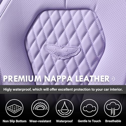 Coverado Seat Covers, Car Seat Covers Front Seats, Purple Car Seat Cover, Luxury Car Seat Covers, Seat Cushion, Front Car Seat Covers Leatherette Car Seat Protector - color: Purple, size: FrontPair