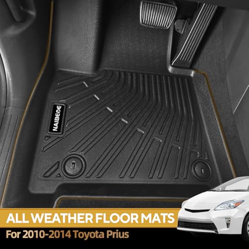 Naibeve Floor Mats for 2010-2014 Toyota Prius - All Weather Custom for Toyota Prius Floor Mats & Cargo Mat & Backrest Mats Waterproof Interior Accessories - size: 2)Prius|2010-2014