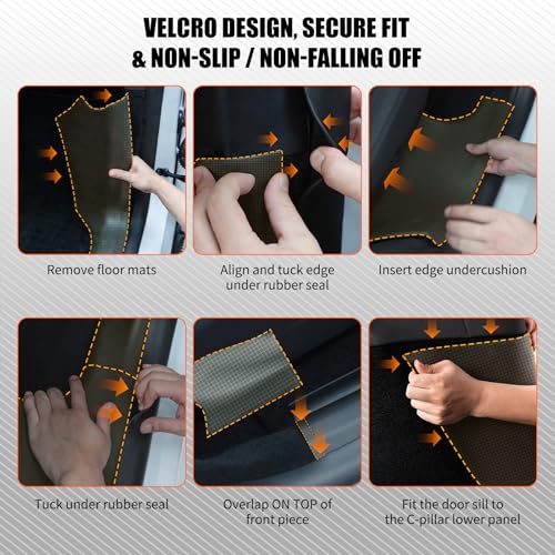 8PCS Door Sill Protector for Tesla Model Y Juniper 2025–26, Door Entry Guard Set for Front & Rear Door Thresholds, Anti-Kick Interior Door Entry Covers (Carbon Fiber (Not fit 2026 Model Y Standard))