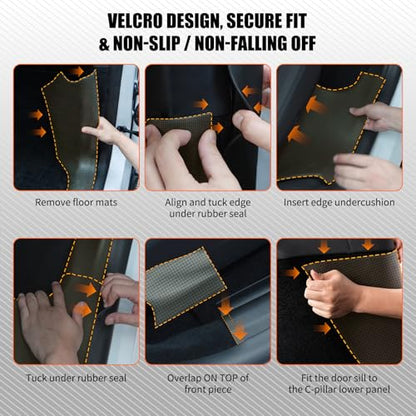 8PCS Door Sill Protector for Tesla Model Y Juniper 2025–26, Door Entry Guard Set for Front & Rear Door Thresholds, Anti-Kick Interior Door Entry Covers (Carbon Fiber (Not fit 2026 Model Y Standard))