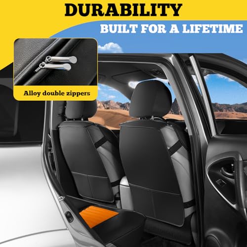 Car Seat Covers, Breathable and Waterproof Faux Leather Automotive Seat Covers for Cars SUV Truck Sedan,Universal Anti-Slip Seat Cover with Backrest (Front Seat, Brown & Black) - color: Brown-Black, size: Front